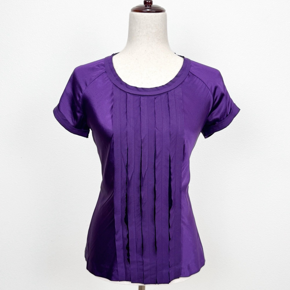 Thomas Pink‎ Top Womens 2* Purple Silk Colorful Preppy Y2K Quiet Luxury Classic